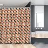 Lunarable Floral Stall Shower Curtain, Orange and Blue Flowers Petals Leaves Nature Theme Seasonal Art Pattern, Fabric Bathroom Decor Set with Hooks, 54" W x 78" L, Orange Dark Blue White view 1