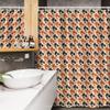 Lunarable Floral Stall Shower Curtain, Orange and Blue Flowers Petals Leaves Nature Theme Seasonal Art Pattern, Fabric Bathroom Decor Set with Hooks, 54" W x 78" L, Orange Dark Blue White view 3