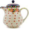 Polmedia Polish Pottery Pitcher with Lid UNIKAT - Floral Puzzles Pattern Handmade in Boleslawiec Poland by Ceramika Artystyczna + Certificate of Authenticity view 1