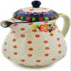 Polmedia Polish Pottery Pitcher with Lid UNIKAT - Floral Puzzles Pattern Handmade in Boleslawiec Poland by Ceramika Artystyczna + Certificate of Authenticity view 2