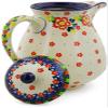 Polmedia Polish Pottery Pitcher with Lid UNIKAT - Floral Puzzles Pattern Handmade in Boleslawiec Poland by Ceramika Artystyczna + Certificate of Authenticity view 3