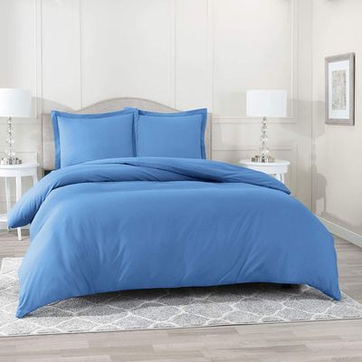 Comfort Bed Store 3 Piece Duvet Set Collection Organic Cotton 1000 Thread Count Solid 1 Duvet Cover, 2 Pillow Shams (Ivory, Super King, Set of 3)
