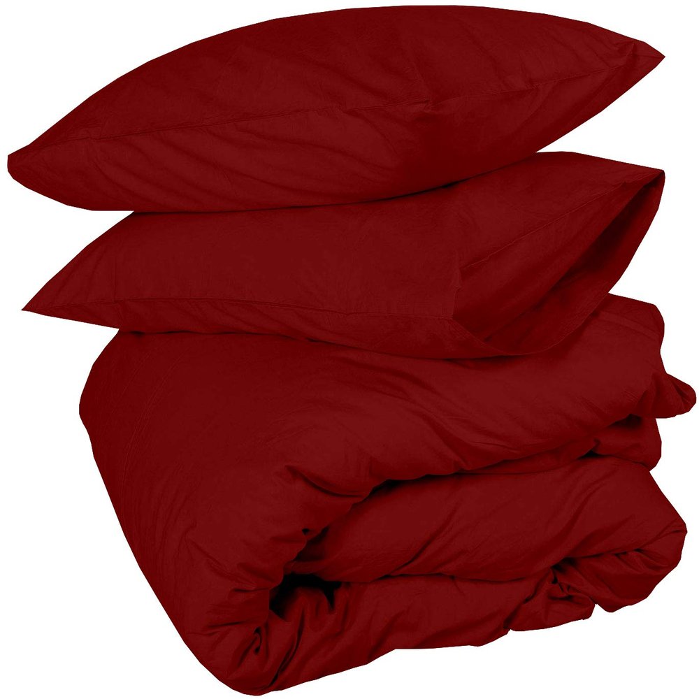 ARlinen Duvet Cover Set California King Burgundy Comforter Cover Bedding 5 Pieces(1 Duvet Cover + 4 Pillow Covers) 400 Thread Count Zipper Closure Duvet Cover(California King 102x96 Burgundy Solid)