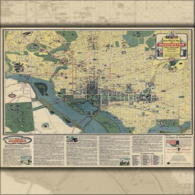 History Galore 24"x36" Gallery Poster, map of Washington dc & vicinity 1942 p1