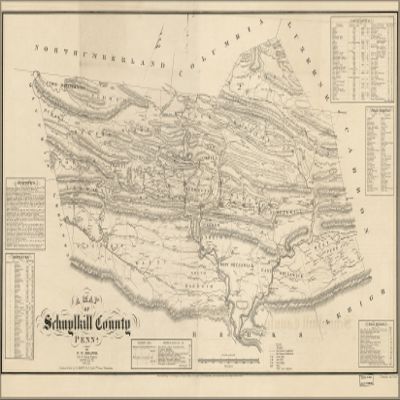 History Galore 24"x36" Gallery Poster, map of Schuylkill County, Pennsylvania 1855