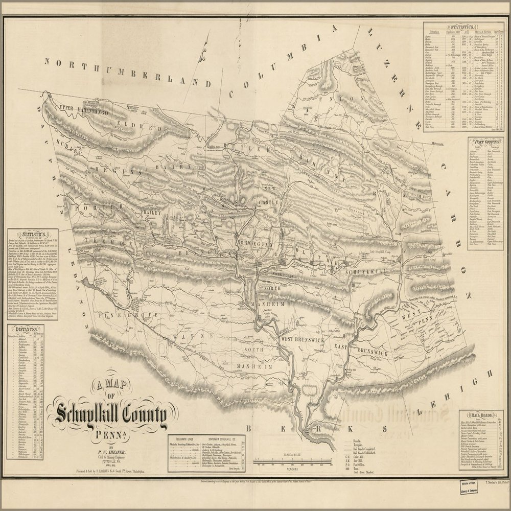 History Galore 24"x36" Gallery Poster, map of Schuylkill County, Pennsylvania 1855