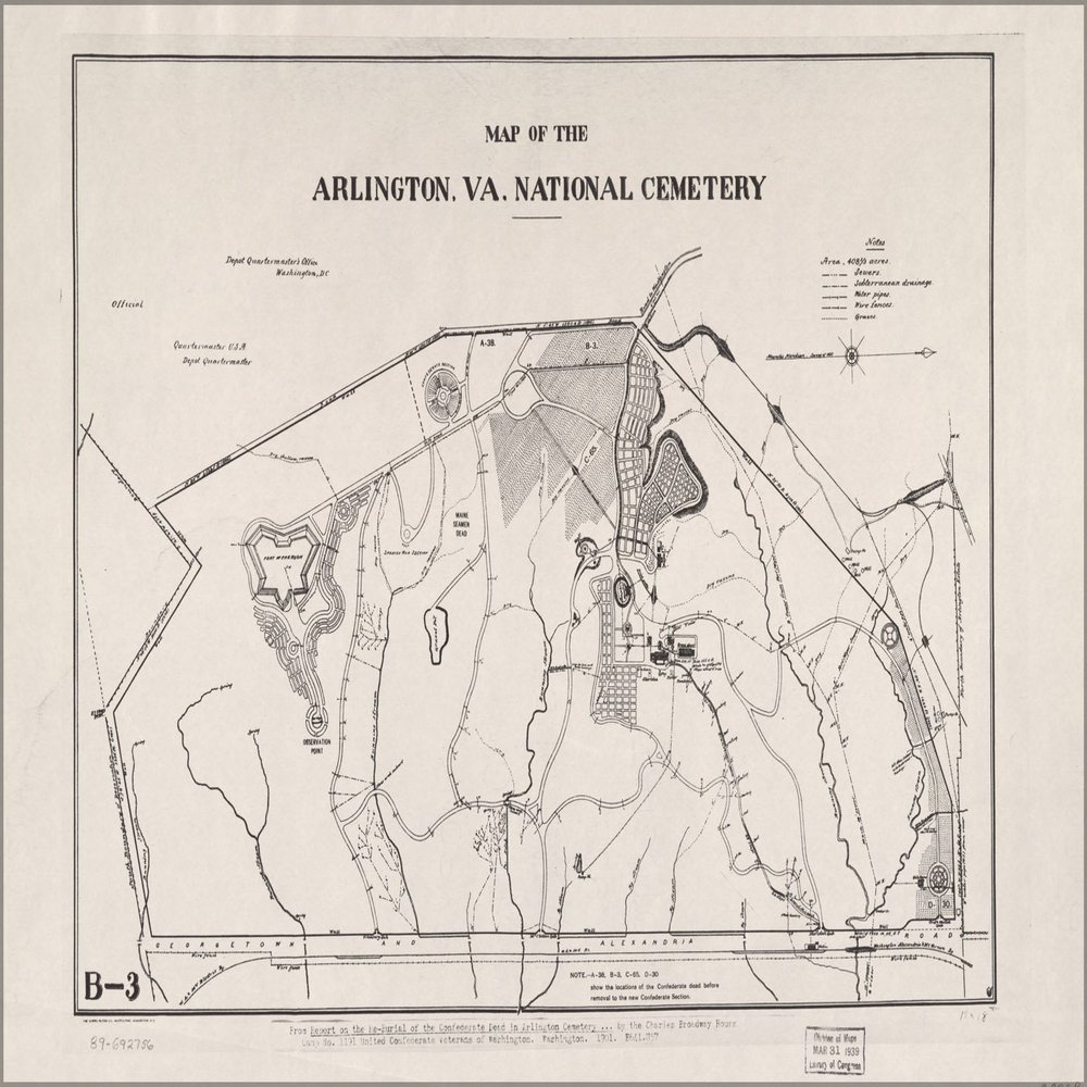 History Galore 24"x36" Gallery Poster, Map of Arlington, Virginia National Cemetery 1892