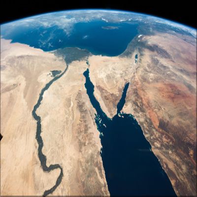 History Galore 24"x36" Gallery Poster, Nile river egypt Sinai Peninsula Israel satellite map image