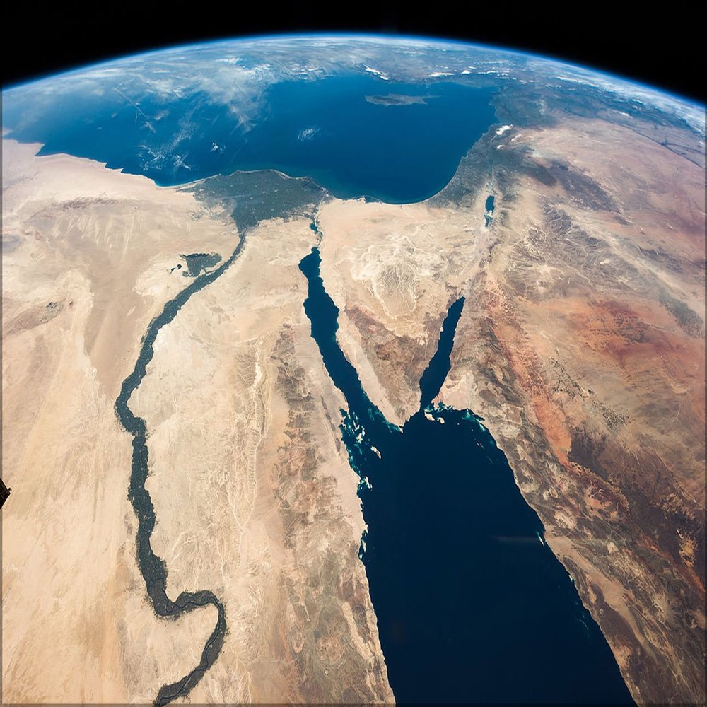 History Galore 24"x36" Gallery Poster, Nile river egypt Sinai Peninsula Israel satellite map image
