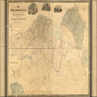 History Galore 24"x36" Gallery Poster, Map of the city of Brooklyn and williamsburg 1850