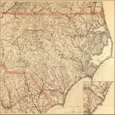 History Galore 24"x36" Gallery Poster, map of North Carolina 1865