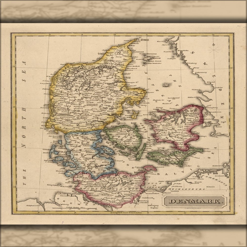 History Galore 24"x36" Gallery Poster, map of Denmark 1817