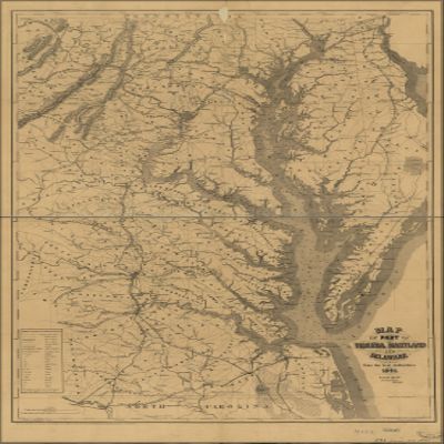 History Galore 24"x36" Gallery Poster, Map of Virginia, Maryland, and Delaware 1861