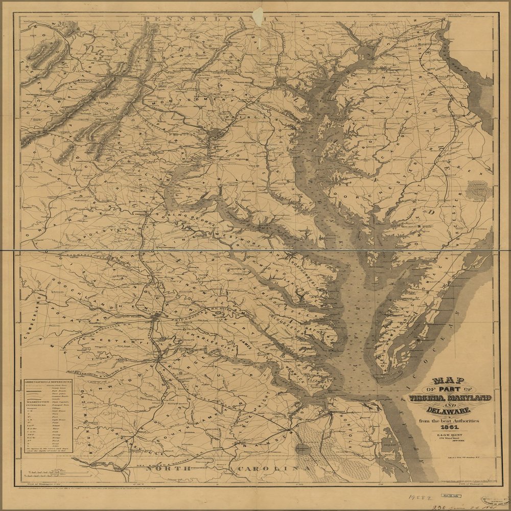 History Galore 24"x36" Gallery Poster, Map of Virginia, Maryland, and Delaware 1861
