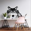 Wolf Wall Decal Sticker 24in Tall X 26in Wide. (Black) #521-24x26 view 1