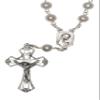 White Pearlized Silver AUTO - CLASP (One Decade) Rosary - Comes with Holy Card - Communion, Confirmation, Wedding, Christmas & more view 3