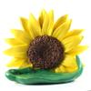 Conversation Concepts Pug Brown Figurine  Sunflower Statue Gift: Realistic Hand Painted Sculpture, Summer Nursery or Home Office Desk Decor, Spring Shower Present view 2