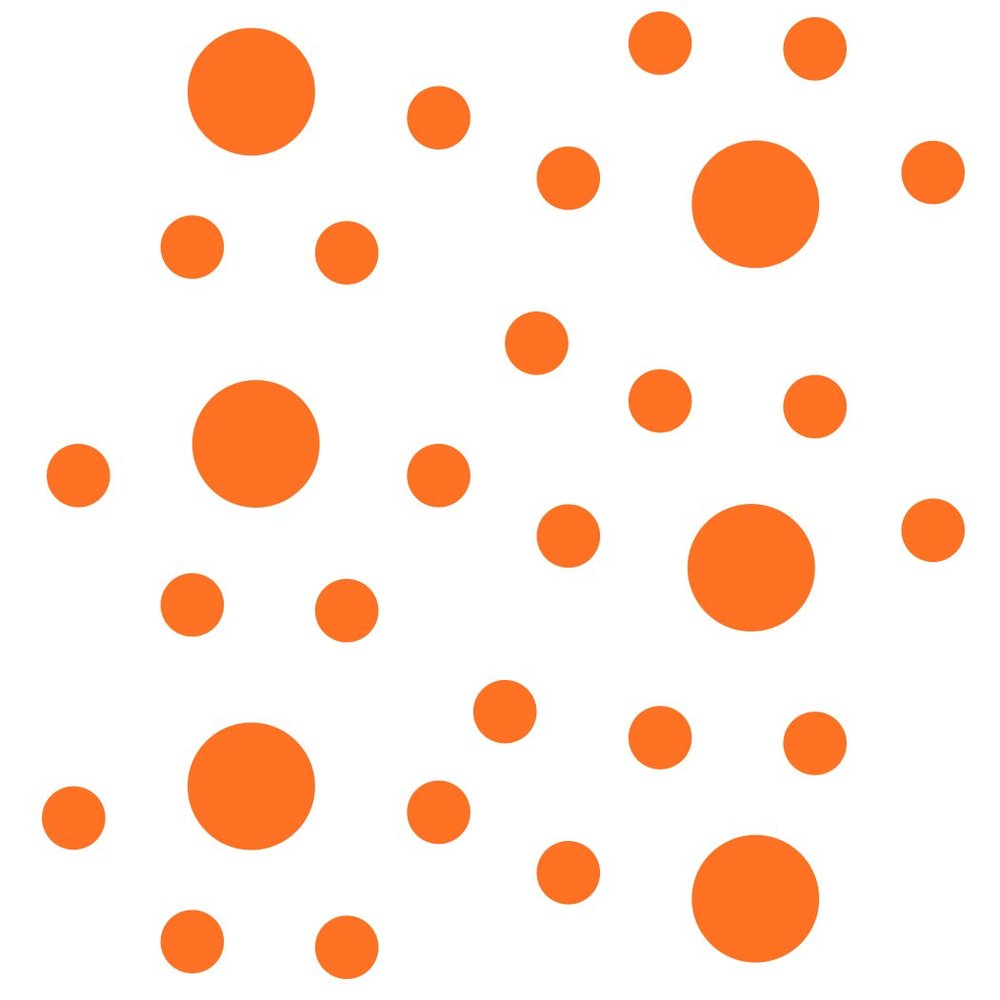 DecalVenue.com Orange Vinyl Wall Stickers - 2 & 4 inch Circles (60 Decals)