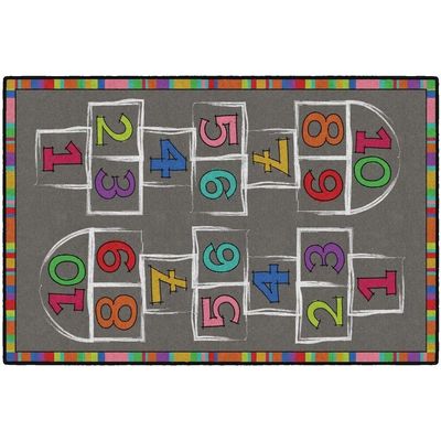 Flagship Carpet Kids Nylon Hopscotch Classroom Activity Rug - 4' x 6' - 4' x 6'