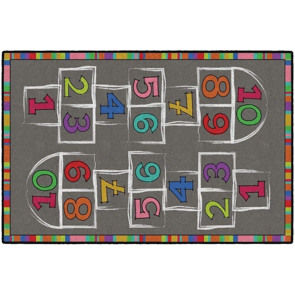 Flagship Carpet Kids Nylon Hopscotch Classroom Activity Rug - 4' x 6' - 4' x 6'