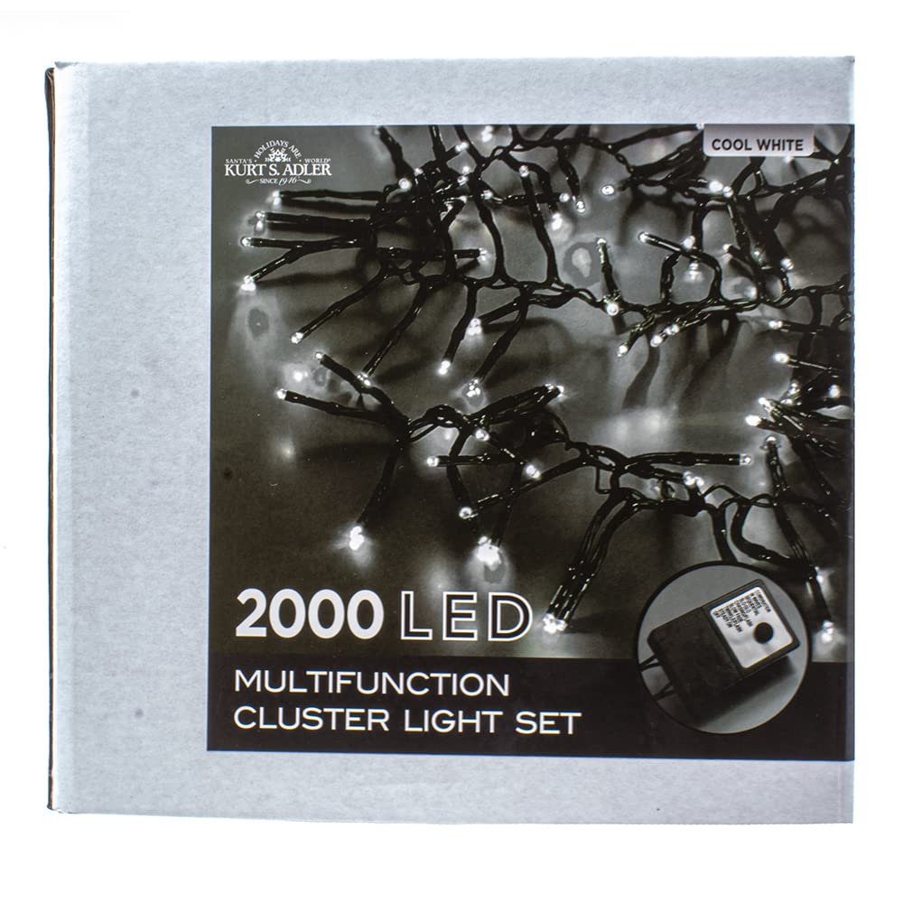 Kurt Adler CUL 2000-Light 65-Foot Cluster Light Set with Cool White 3MM LED Bulbs