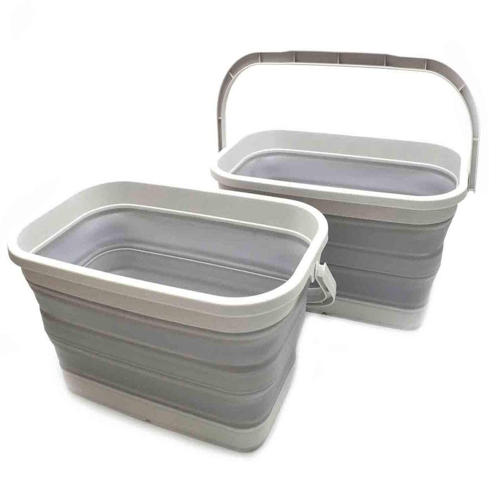 SAMMART Set of 2-11.6L (3.06 Gallon) Collapsible Rectangular Handy Basket/Bucket (Grey, 2)