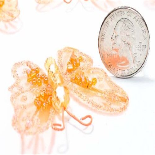 Factory Direct Craft 24 Pieces of Orange Nylon Artificial Butterflies
