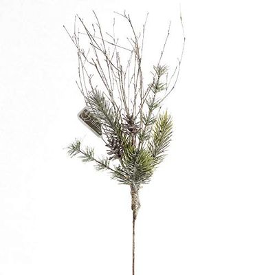 Factory Direct Craft 3 Pieces of Artificial Snowy Pine Cone and Twig Pick