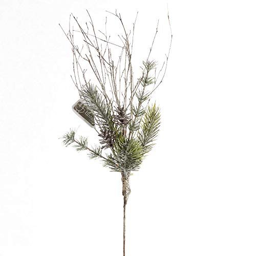 Factory Direct Craft 3 Pieces of Artificial Snowy Pine Cone and Twig Pick