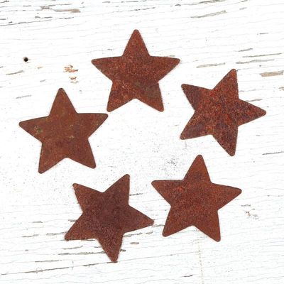 Flat Rusty Tin Primitive Star Cutouts - Rusted Metal Stars for Decorations, Arts and Crafts. (30 Pieces) 1-1/4" L x 1-1/4" W by Factory Direct Craft