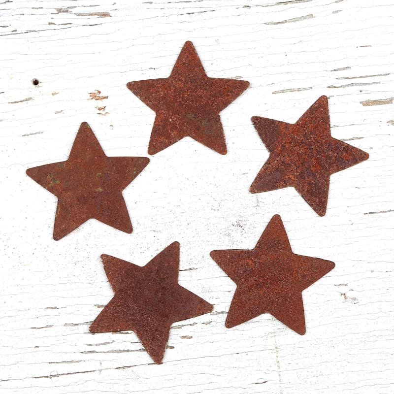Flat Rusty Tin Primitive Star Cutouts - Rusted Metal Stars for Decorations, Arts and Crafts. (30 Pieces) 1-1/4" L x 1-1/4" W by Factory Direct Craft