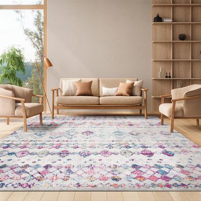 SAFAVIEH Area Rug 8x10 - Madison Collection - Large - Grey & Purple, Moroccan Boho Distressed Design, Non-Shedding & Easy Cleaning, Ideal for Living Room, Bedroom, Office, Dining Space (MAD798J)