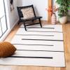 SAFAVIEH Montauk Collection Accent Rug - 4' x 6', Ivory & Black, Handmade Flat Weave Boho Farmhouse Cotton Modern Stripe, Ideal for High Traffic Areas in Entryway, Living Room, Bedroom (MTK311A) view 1