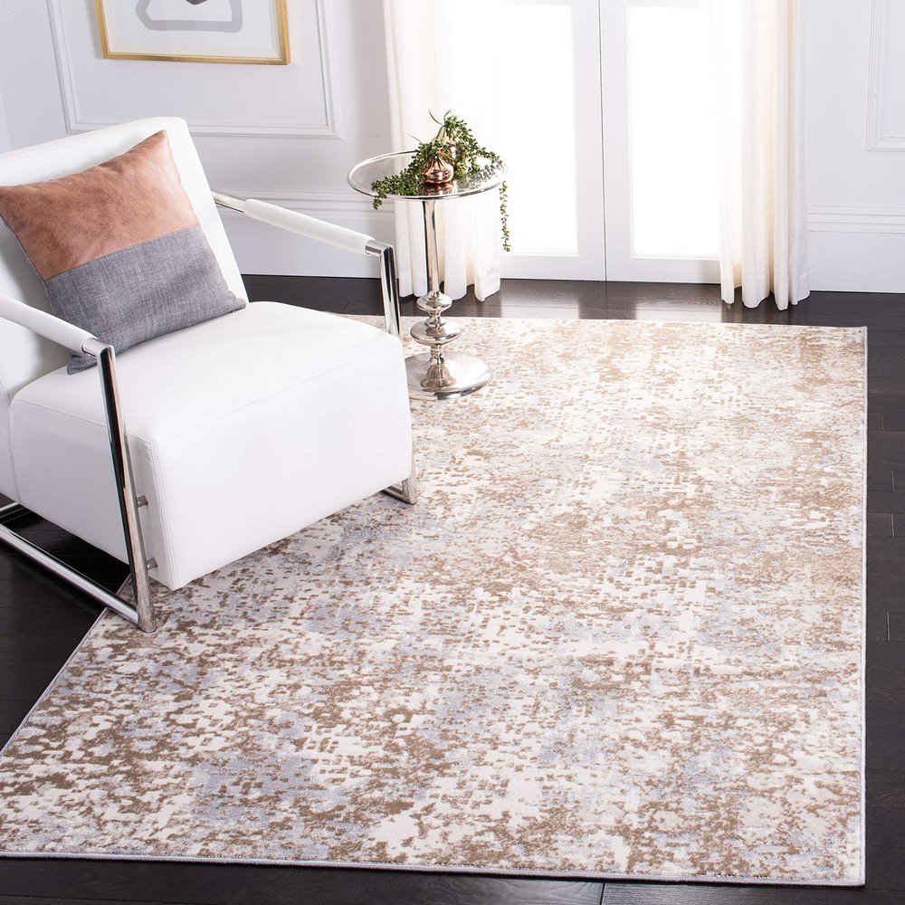 SAFAVIEH Area Rug 8x10 - Lagoon Collection - Large - Grey & Gold, Modern Abstract Design, Non-Shedding & Easy Cleaning, Ideal for Living Room, Bedroom, Office, Dining Space (LGN565F)