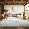 SAFAVIEH Area Rug 8x10 - Madison Collection - Large - Ivory & Navy, Moroccan Boho Distressed Design, Non-Shedding & Easy Cleaning, Ideal for Living Room, Bedroom, Office, Dining Space (MAD798E) view 1
