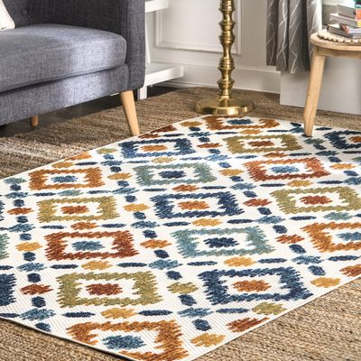 nuLOOM Indoor/Outdoor Transitional Labyrinth Accent Rug, 2x3, Blue