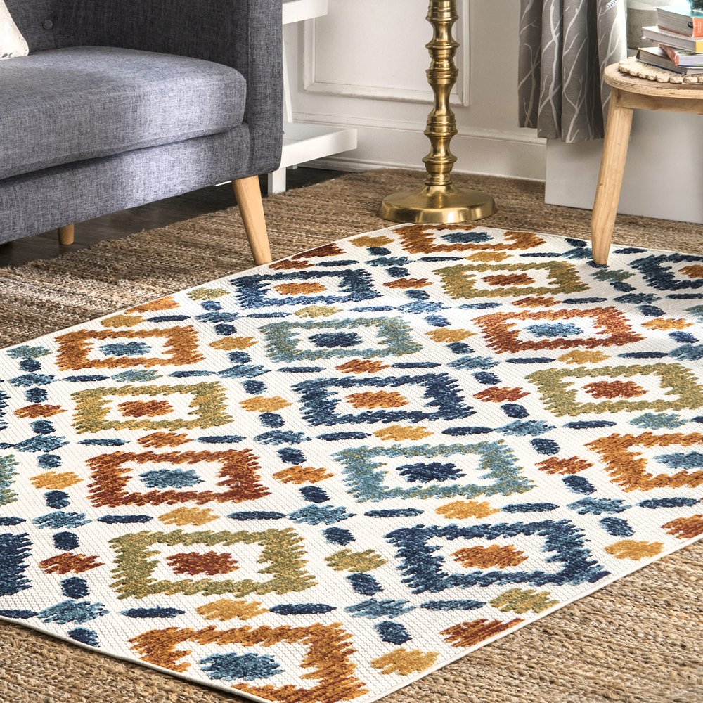nuLOOM Indoor/Outdoor Transitional Labyrinth Accent Rug, 2x3, Blue
