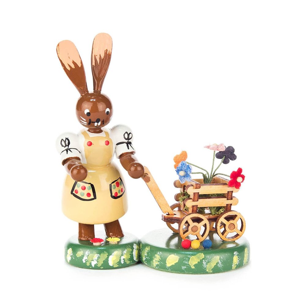 Alexander Taron 224-624 DREGENO Easter Figure-BUNNYLADY with A Flower CART, Brown