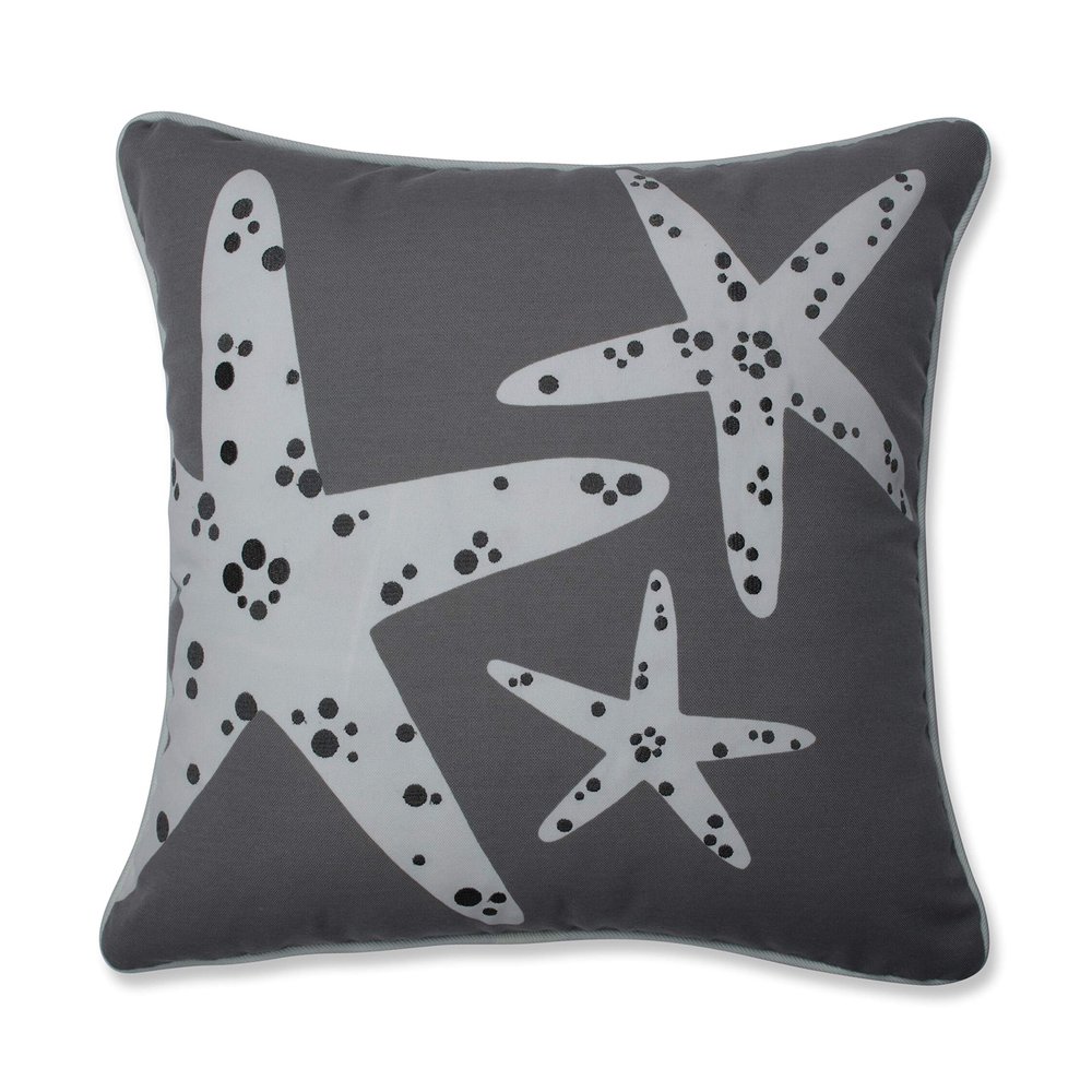 Pillow Perfect Outdoor/Indoor Stunning Starfish Throw Pillow, 16.5" x 16.5", Grey