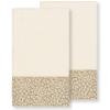 Authentic Hotel and Spa Turkish Cotton Cheetah Jacquard Trim Cream 2-Piece Bath Towel Set view 1