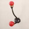 Indian Shelf Coat Wall Hooks | Red Hooks for Hanging Coats Wall Mount | Iron Coat Hook Wall Mounted | Solid Crackle Double Hooks [13.34 cm] view 1