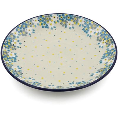 Polmedia Polish Pottery Dinner Plate - Flowers Under The Starry Sky Pattern Handmade in Boleslawiec Poland by Ceramika Artystyczna + Certificate of Authenticity