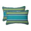 Pillow Perfect Stripe Indoor/Outdoor Accent Throw Pillow, Plush Fill, Weather, and Fade Resistant, Lumbar - 11.5" x 18.5" , Blue/Green Aruba, 2 Count view 1