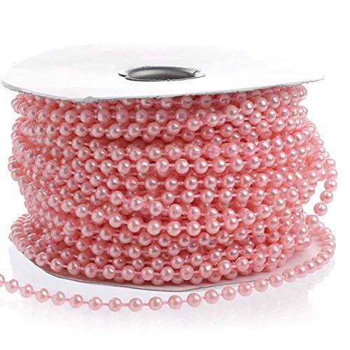 Pack of 2 Spools of 4mm Pink Fused String Pearl Beads - Pearl Beaded Garlands (72 feet per Spool - 144 feet Total)