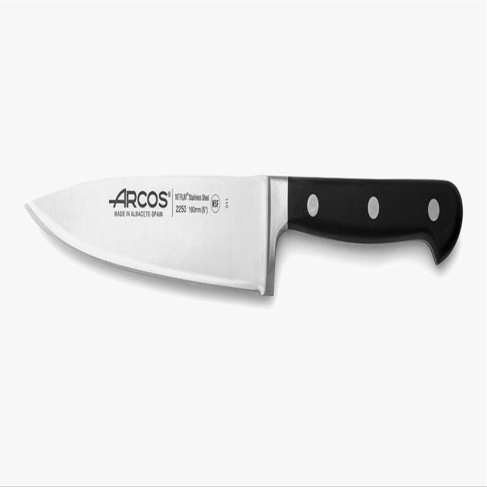 Arcos Chefs Knife 6 Inch Nitrum Stainless Steel and 160 mm blade. Professional Multipurpose Cooking Knife. Ergonomic Polyoxymethylene POM Handle. Series Opera. Color Black