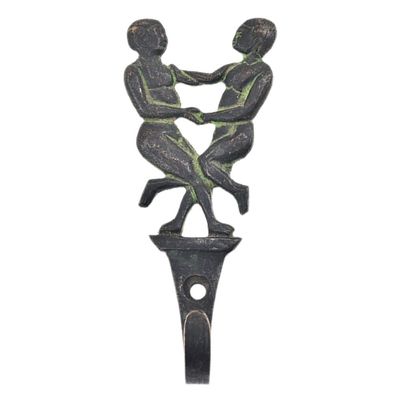 Indian Shelf 1 Piece Key Holder Dancing Girls Vintage Brass Decorative Wall Hooks for Hanging Unique Coat Rack Wall Mount Antique Towel Hangers Multicolor