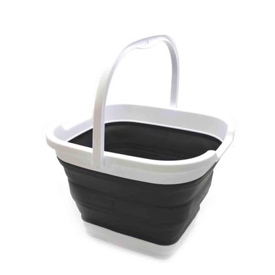 SAMMART 10L (2.64 Gallon) Collapsible Rectangular Handy Basket/Bucket (Black, 1)
