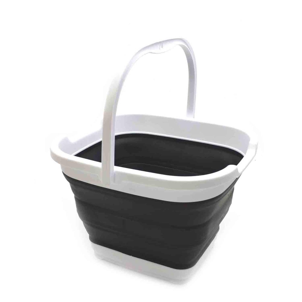 SAMMART 10L (2.64 Gallon) Collapsible Rectangular Handy Basket/Bucket (Black, 1)