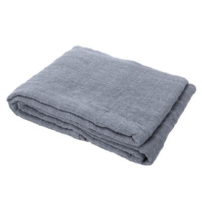 100% Cotton Gray Throw Blanket Woven Checker Pattern Super Soft Breathable Lightweight 68x90 inches Birthday