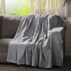 100% Cotton Gray Throw Blanket Woven Checker Pattern Super Soft Breathable Lightweight 68x90 inches Birthday view 2